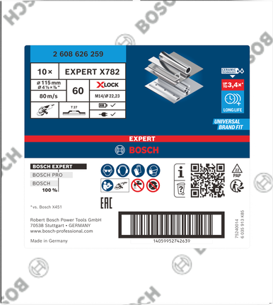 Lamelový kotouč Bosch EXPERT X782 115 mm G60 X-Lock na kov.